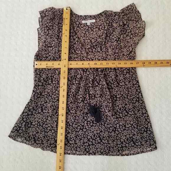 Rebecca Minkoff Blouse Flutter Sleeves Tassel Tie Animal Print Lined Size Small - Picture 7 of 10